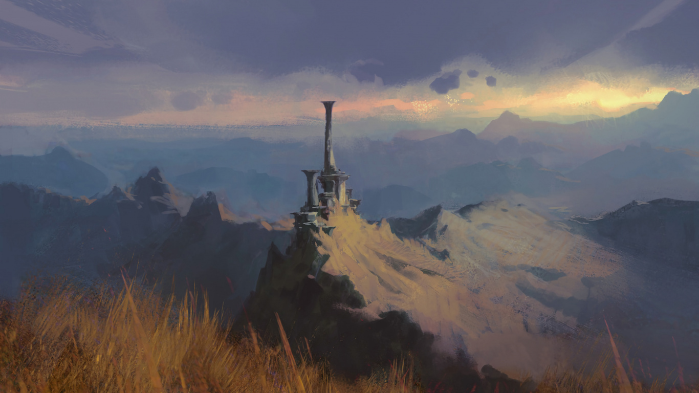 White and Black Mountain Under White Clouds During Daytime. Wallpaper in 1366x768 Resolution