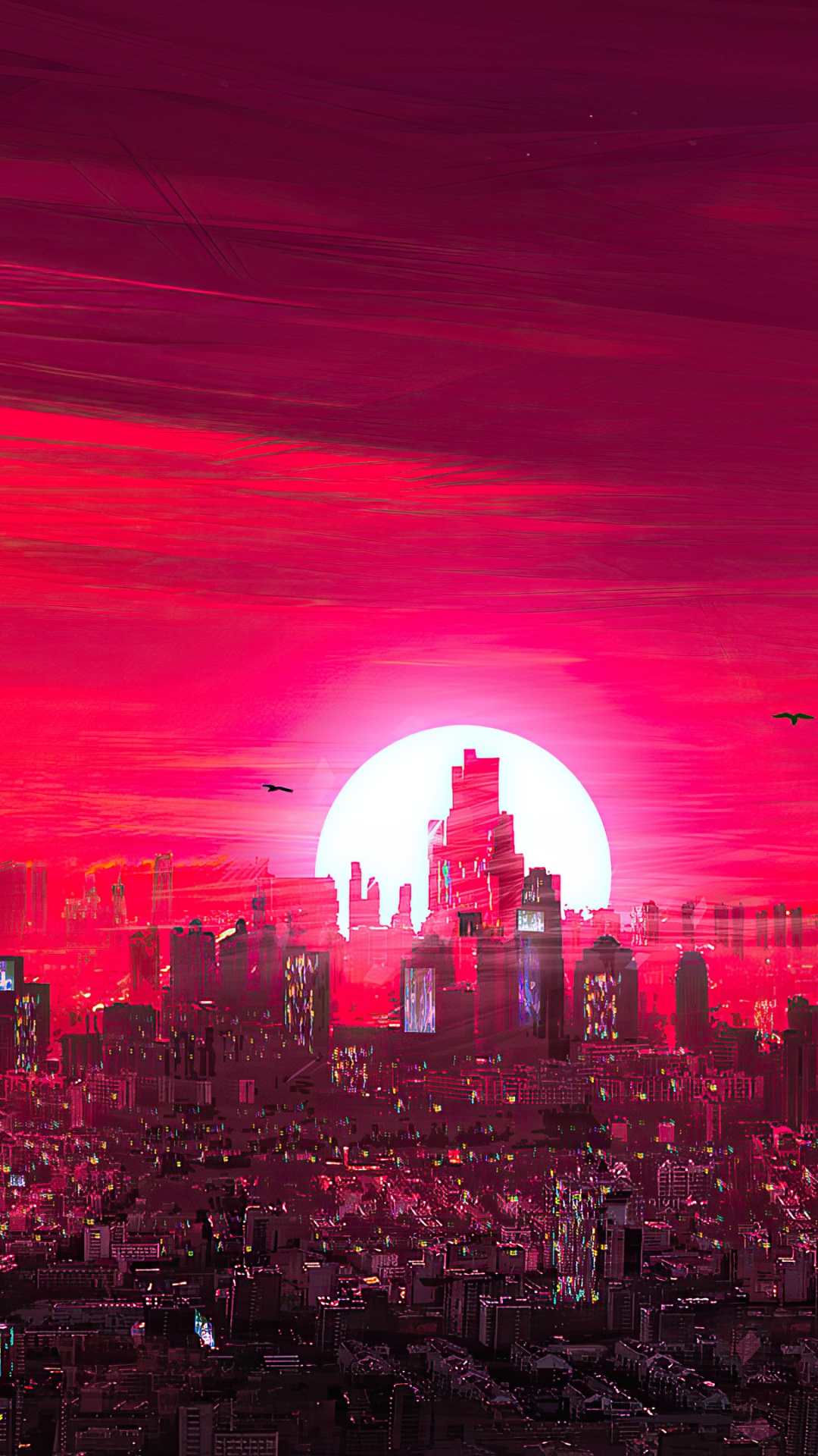 庞克2077, 庞克, 气氛, 性质, 紫色的 壁纸 1080x1920 允许