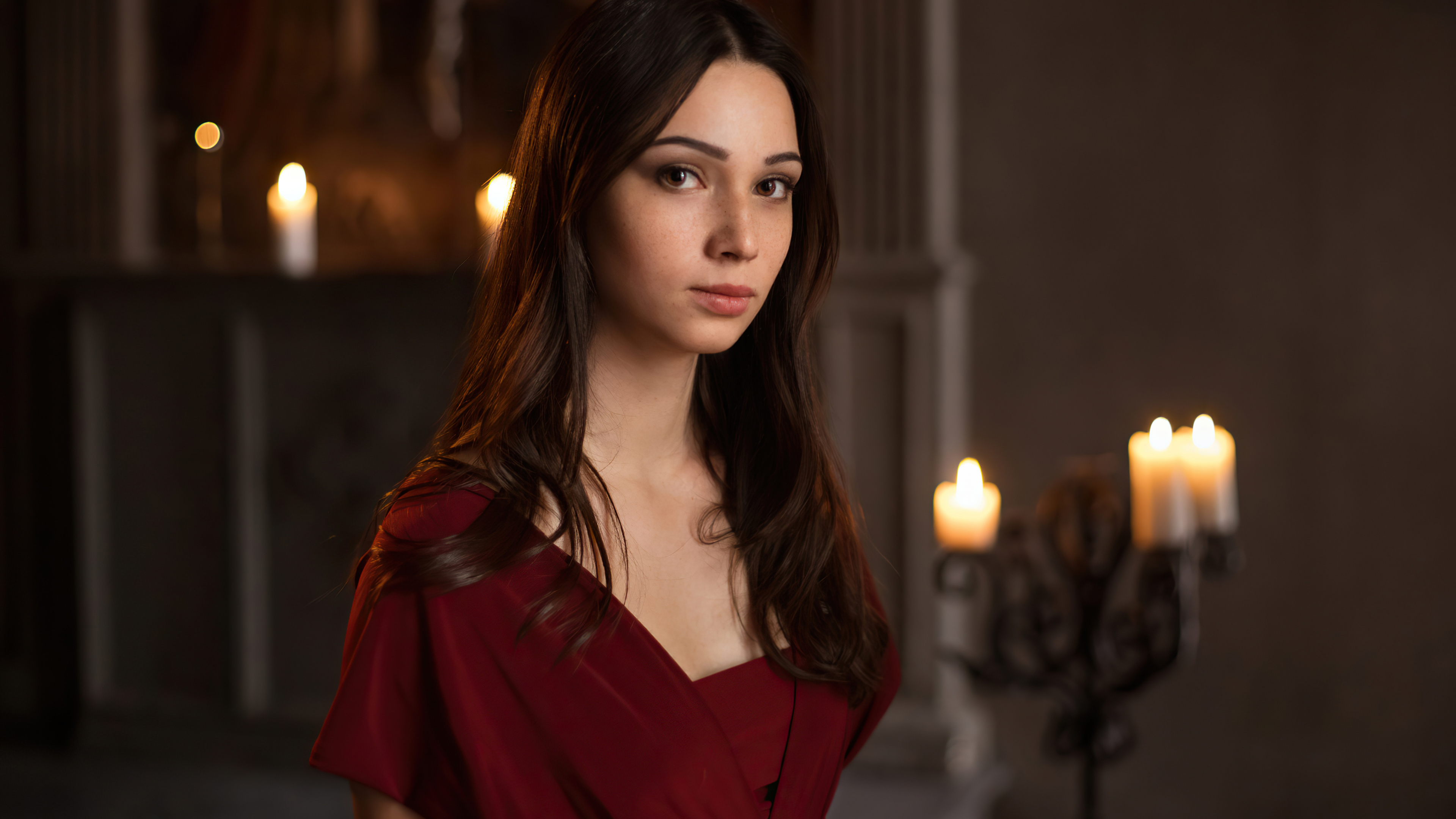 Chica Con Vela, Cabeza, Peinado, Labios, Cuello. Wallpaper in 3840x2160 Resolution