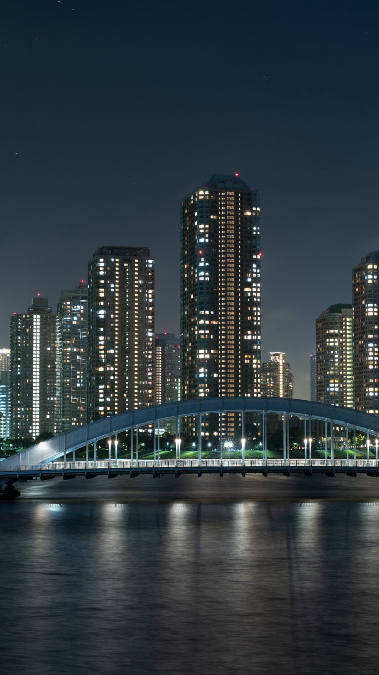 Horizonte de la Ciudad Durante la Noche. Wallpaper in 750x1334 Resolution