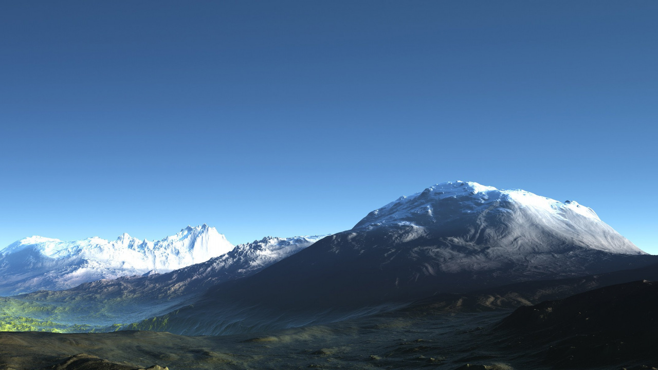 Snow Covered Mountains Under Blue Sky During Daytime. Wallpaper in 1280x720 Resolution