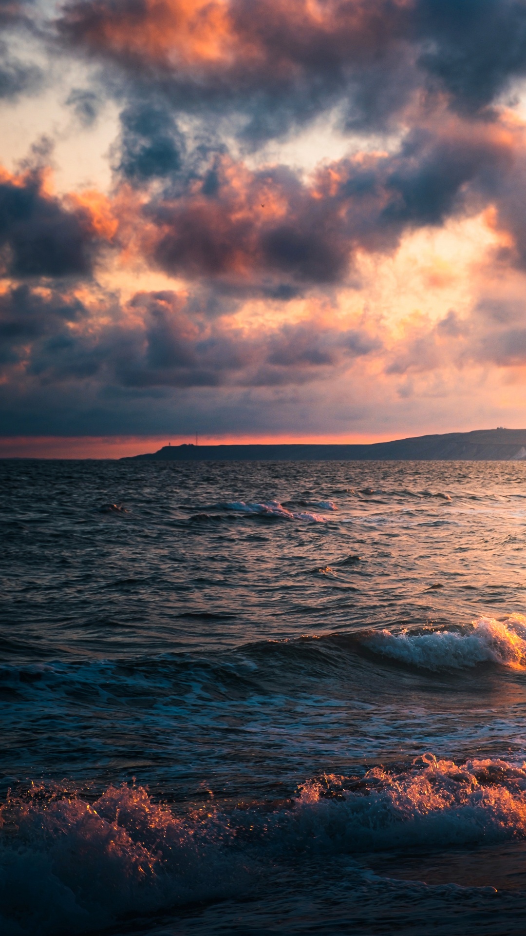 Meer, Wasser, Cloud, Atmosphäre, Afterglow. Wallpaper in 1080x1920 Resolution