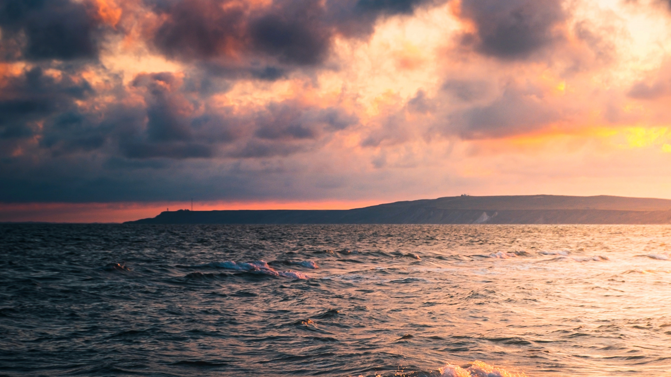 Meer, Wasser, Cloud, Atmosphäre, Afterglow. Wallpaper in 2560x1440 Resolution