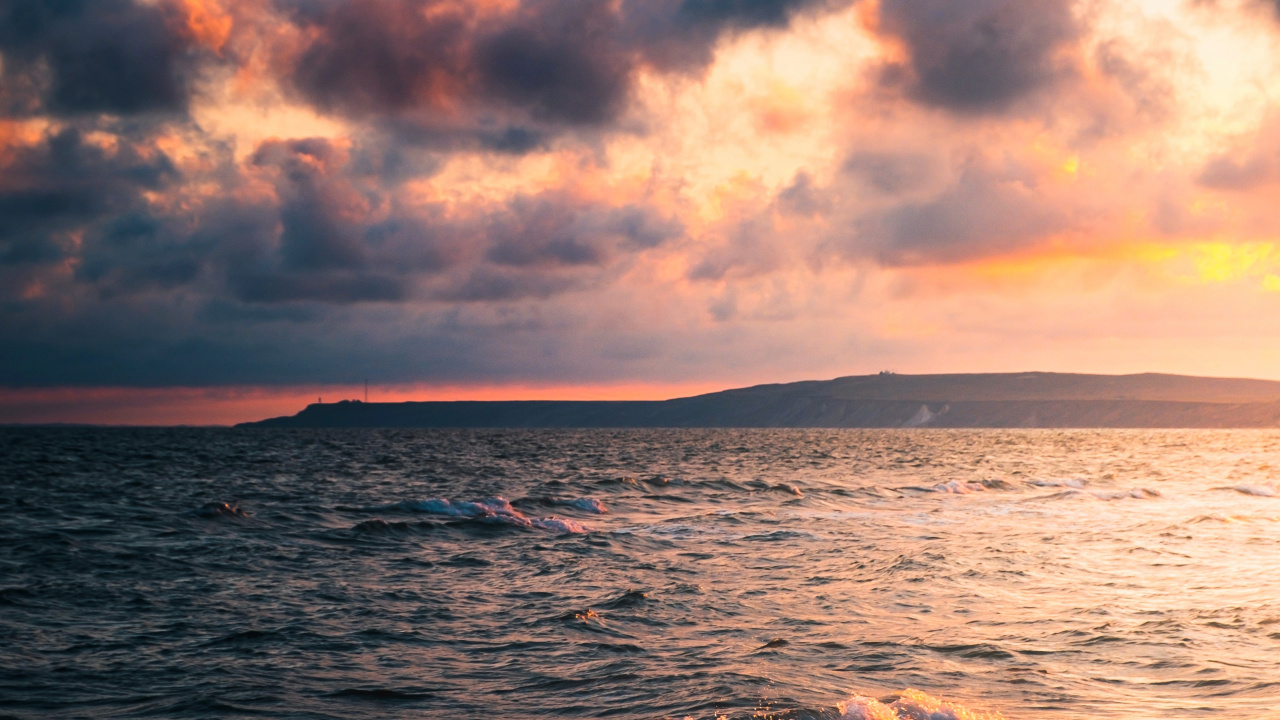 Mer, Eau, Atmosphère, Afterglow, Azure. Wallpaper in 1280x720 Resolution