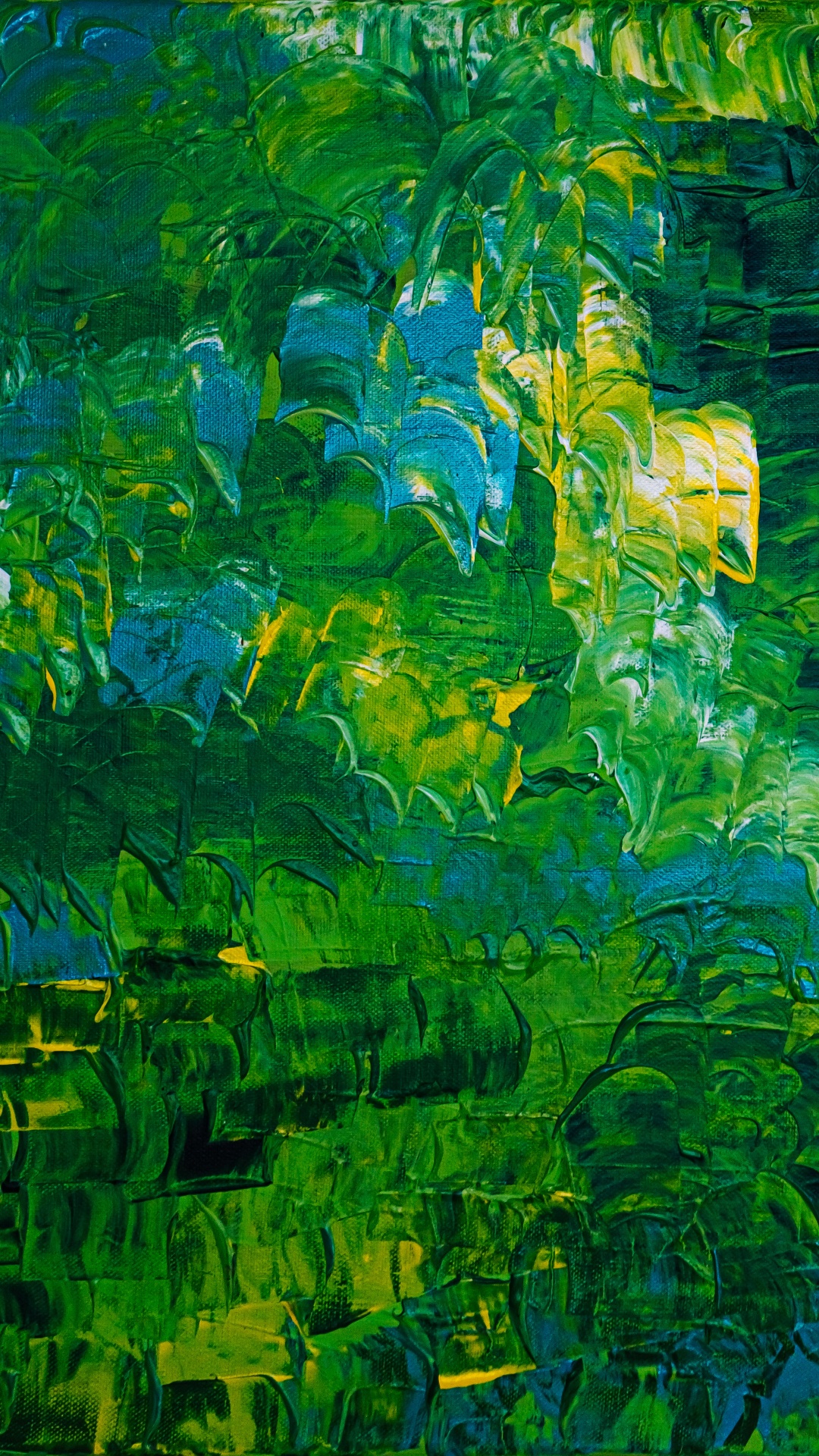 Peinture Abstraite Verte et Jaune. Wallpaper in 1080x1920 Resolution