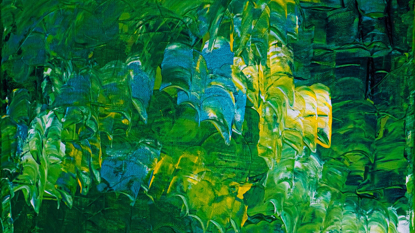 Peinture Abstraite Verte et Jaune. Wallpaper in 1366x768 Resolution