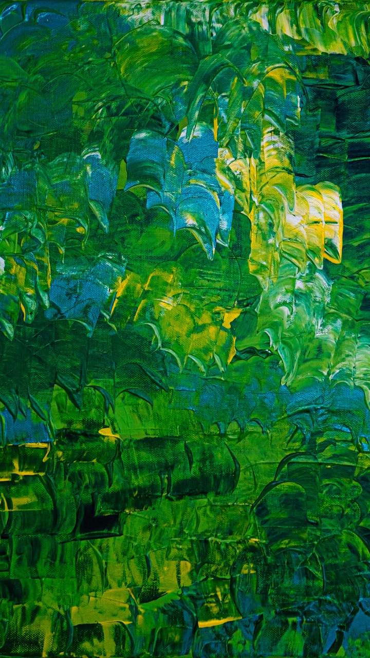 Peinture Abstraite Verte et Jaune. Wallpaper in 720x1280 Resolution