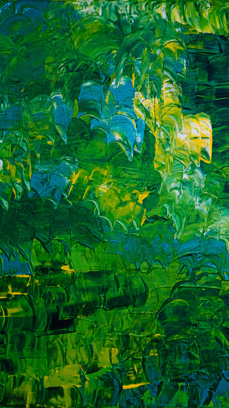 Peinture Abstraite Verte et Jaune. Wallpaper in 750x1334 Resolution