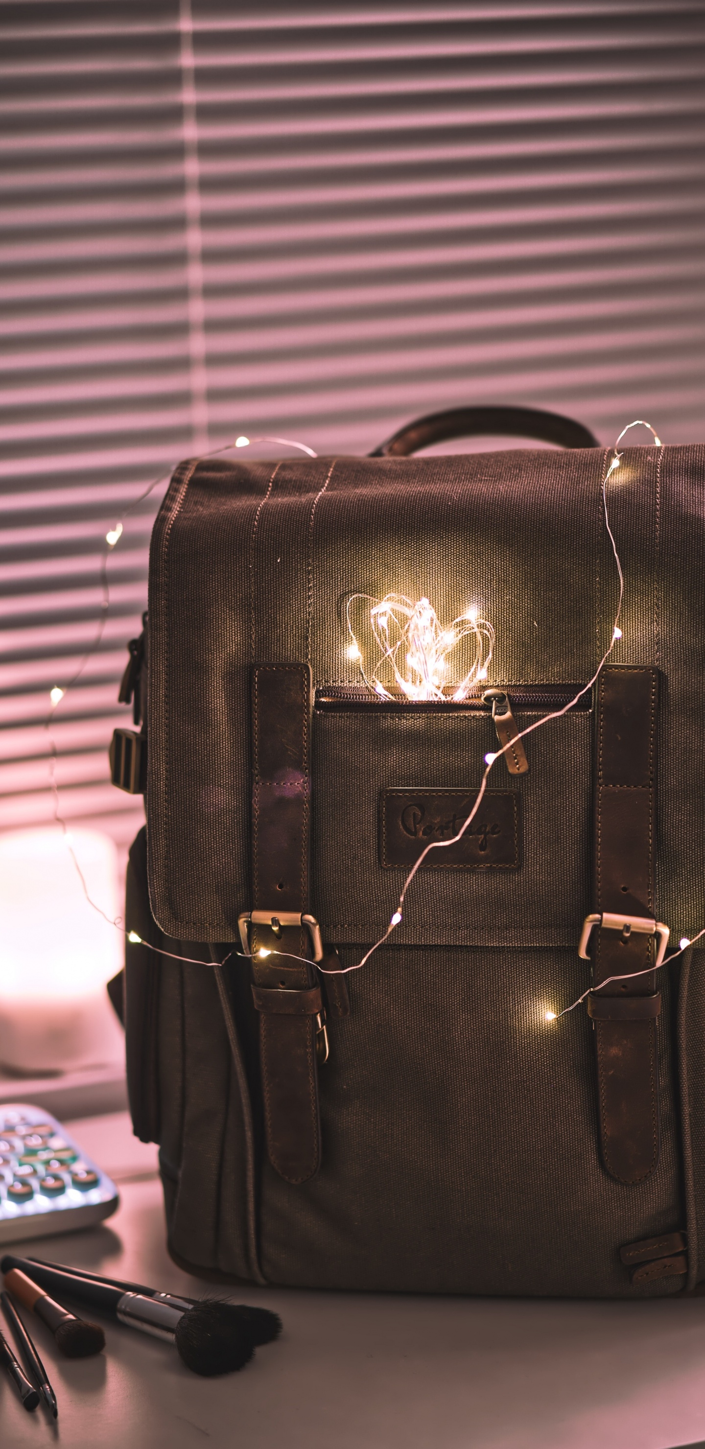 Black Leather Handbag on Table. Wallpaper in 1440x2960 Resolution