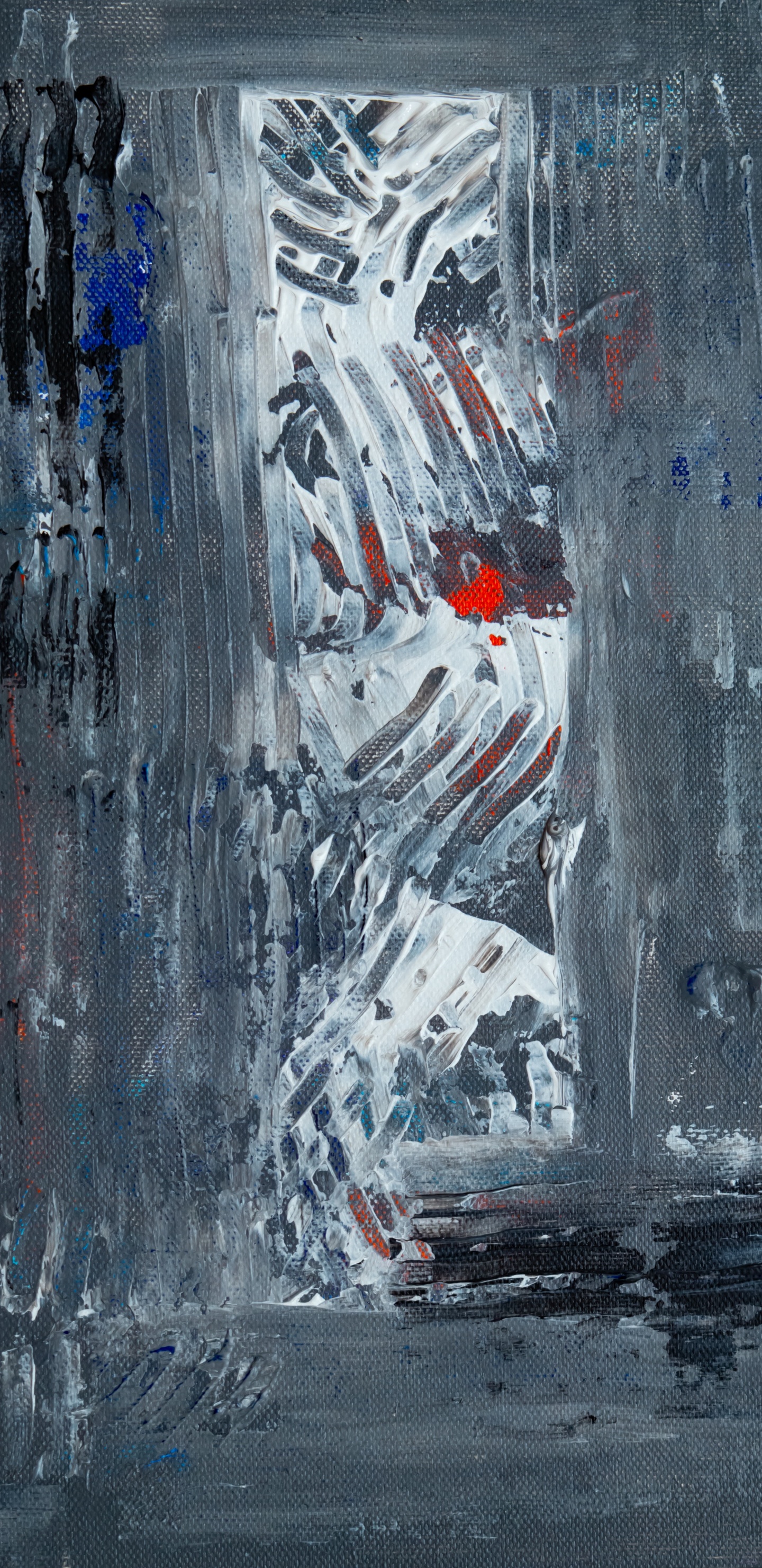 Pintura Abstracta en Blanco y Negro y Rojo. Wallpaper in 1440x2960 Resolution