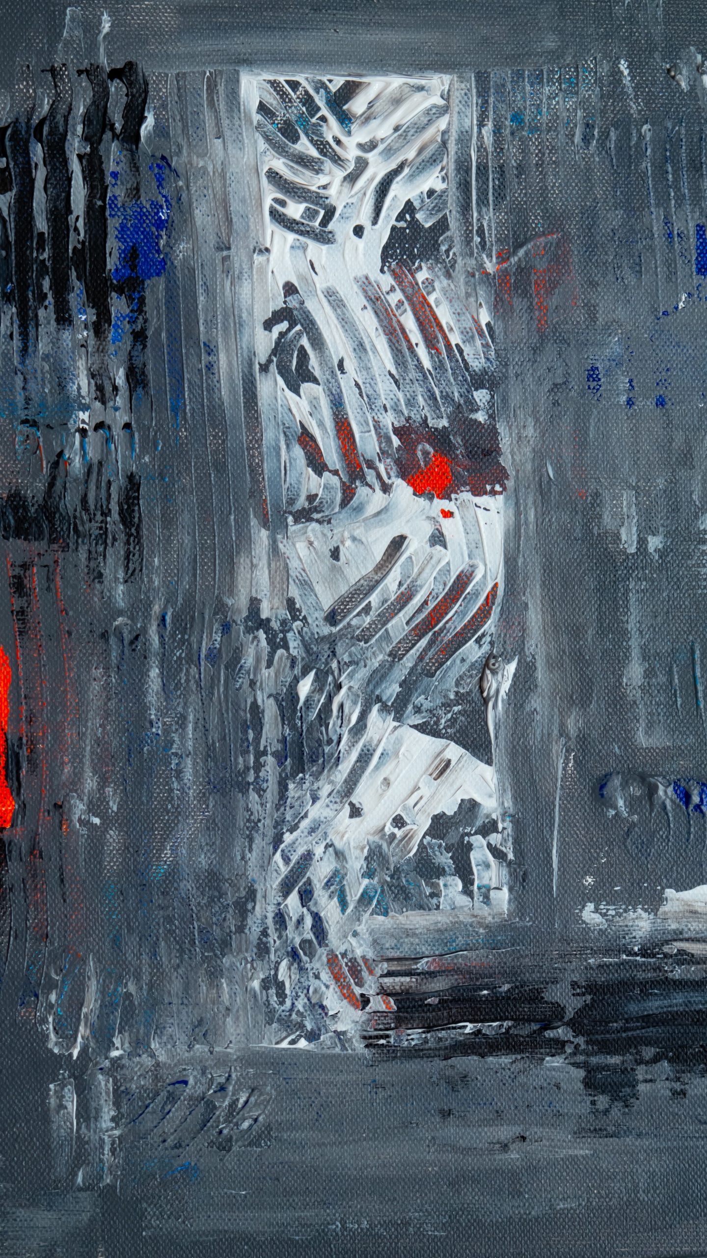 Tableau Abstrait Noir Blanc et Rouge. Wallpaper in 1440x2560 Resolution