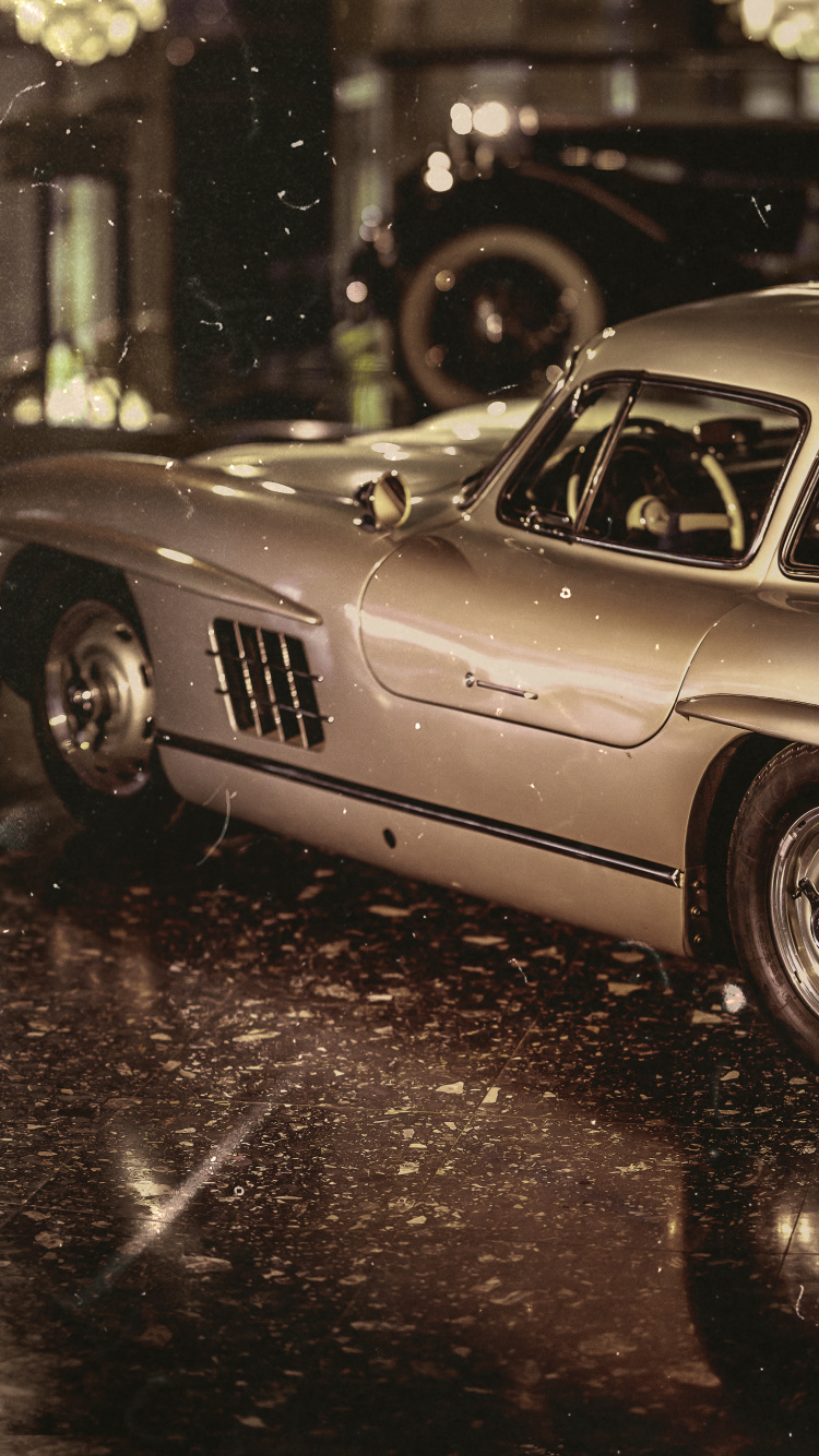 Grayscale Photo of Classic Coupe. Wallpaper in 750x1334 Resolution