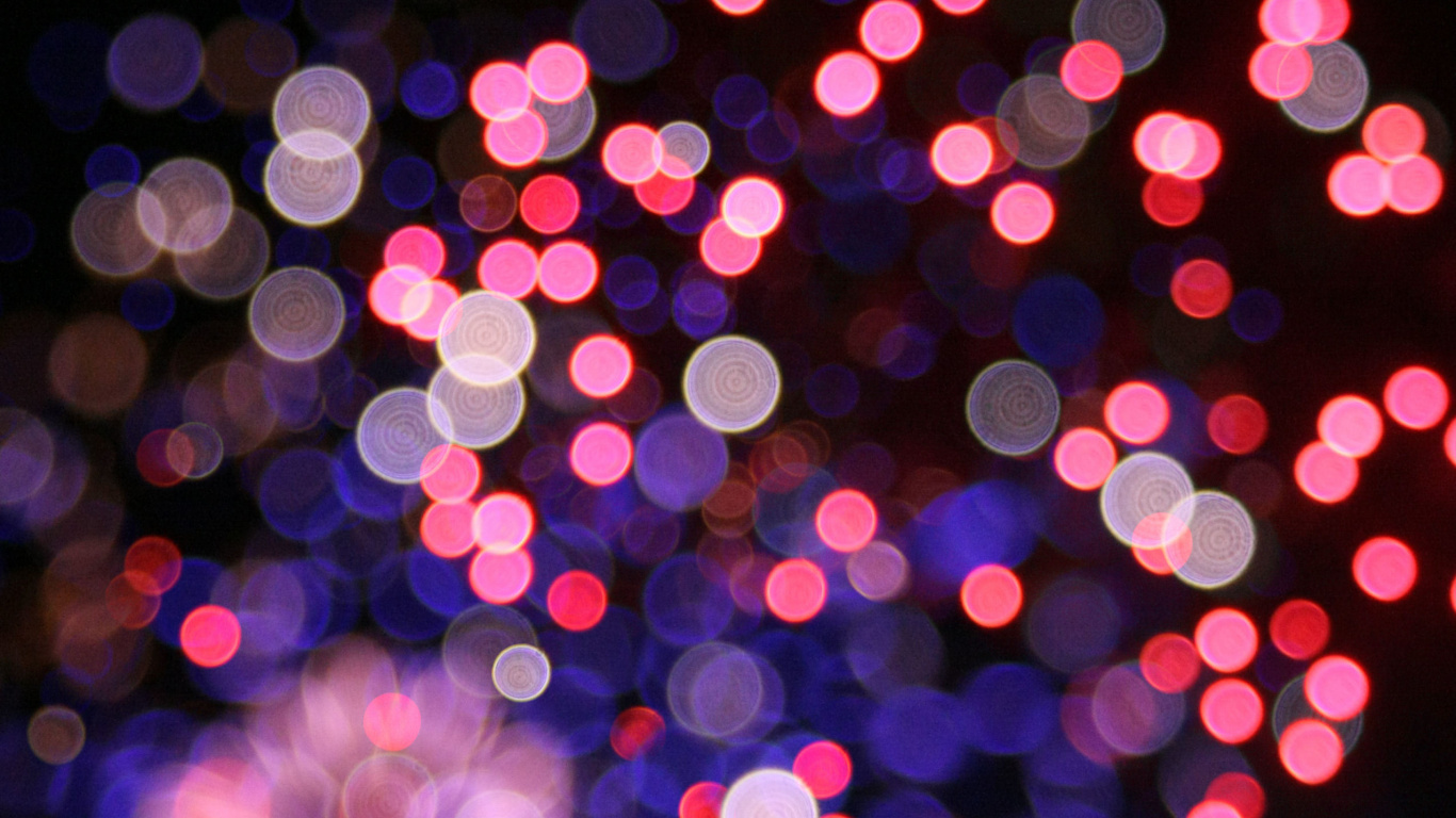 Red and White Bokeh Lights. Wallpaper in 1366x768 Resolution