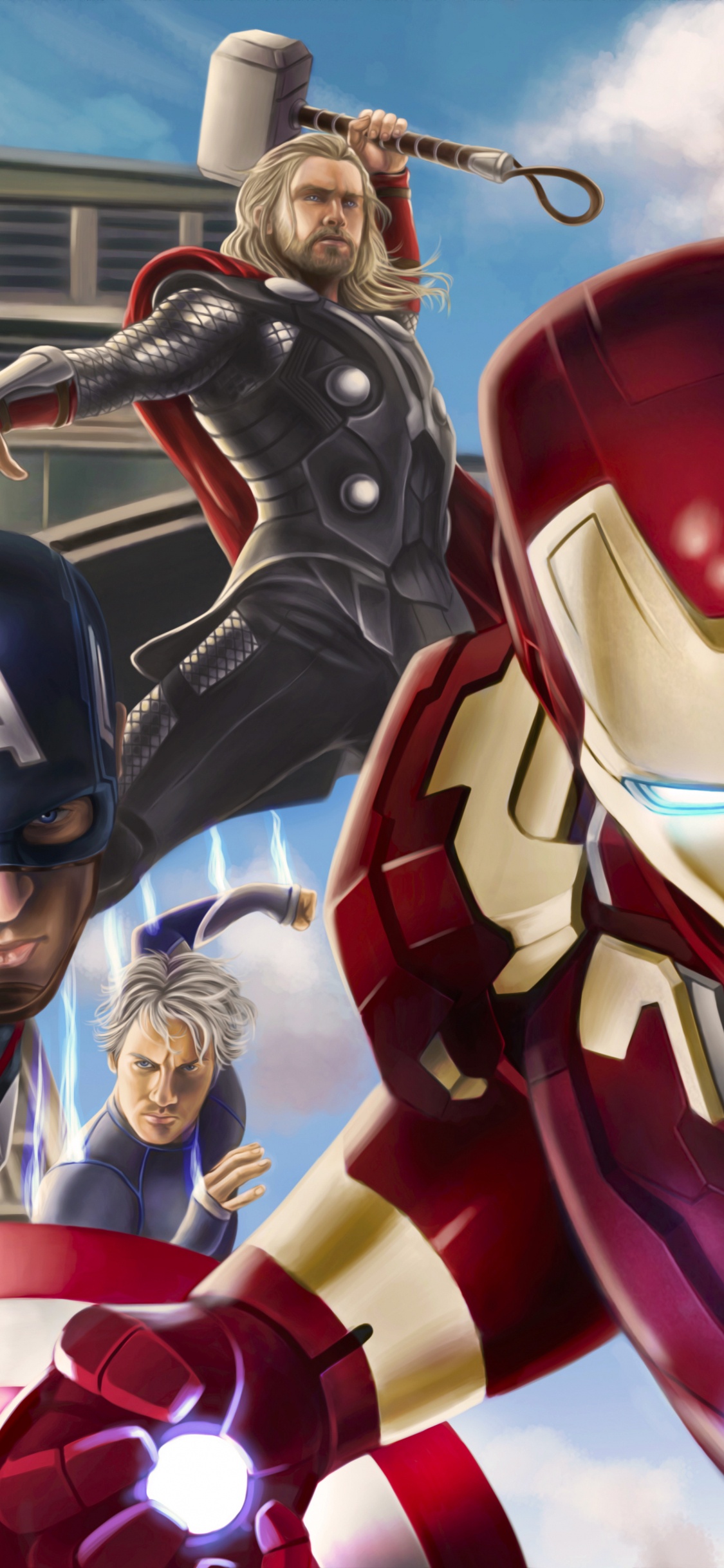 Illustration de Robot Rouge et Jaune. Wallpaper in 1125x2436 Resolution