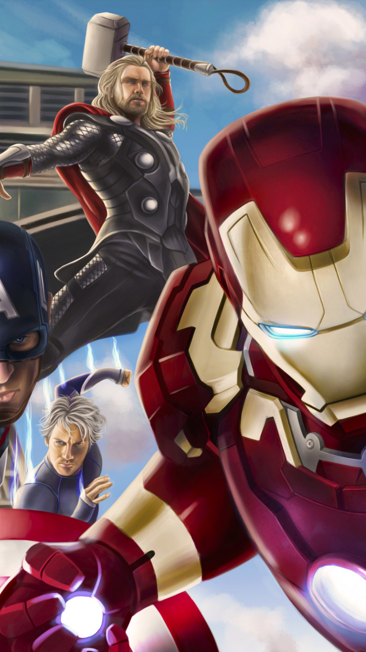 Rote Und Gelbe Roboterillustration. Wallpaper in 750x1334 Resolution