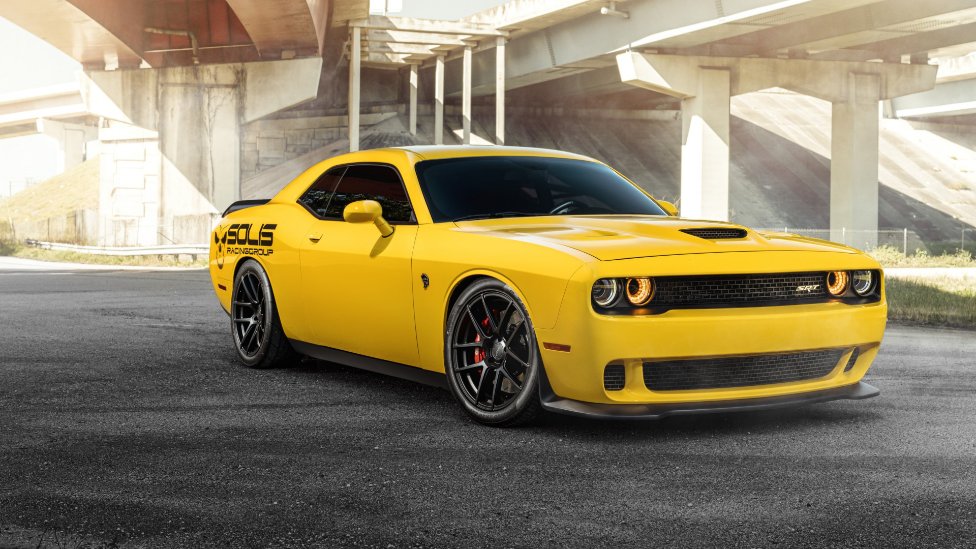 Yellow Chevrolet Camaro Parked on Gray Concrete Floor. Wallpaper in 1920x1080 Resolution