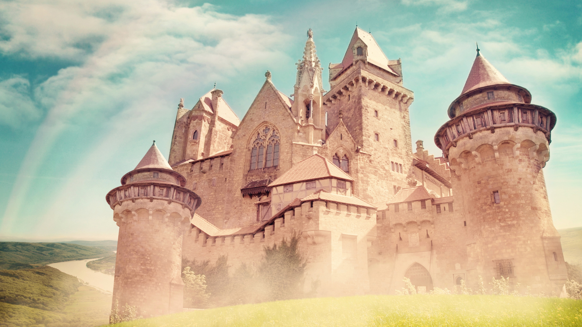 Château de Béton Gris Sous Ciel Bleu. Wallpaper in 1920x1080 Resolution