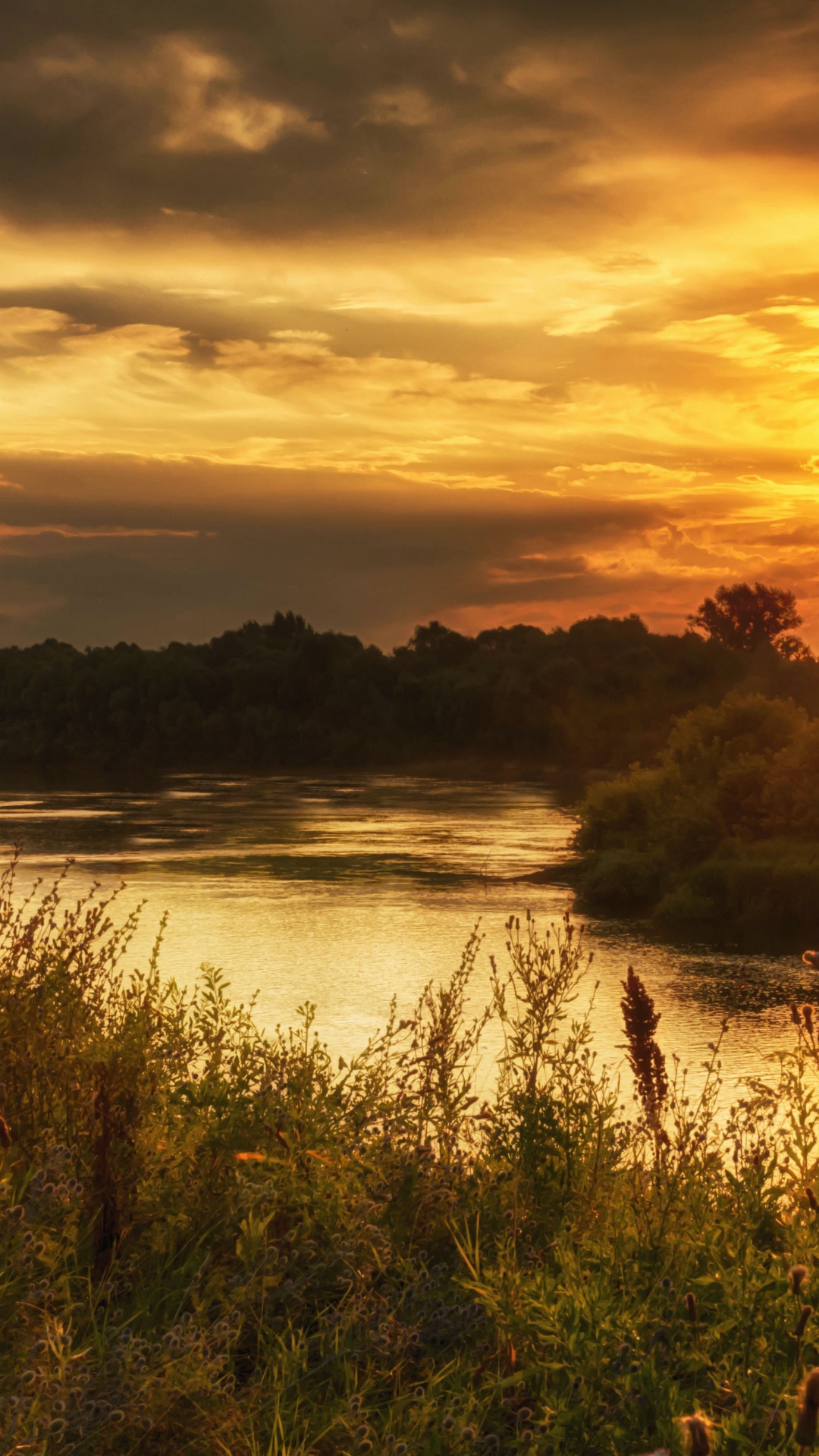 Green Grass Near Body of Water During Sunset. Wallpaper in 1080x1920 Resolution