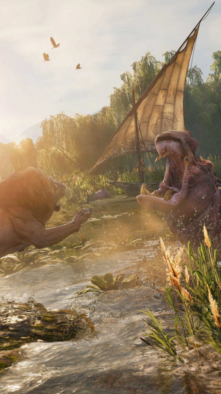 Assassins Creed Herkunft, Ubisoft, Playstation 4, Xbox One, Tierwelt. Wallpaper in 720x1280 Resolution