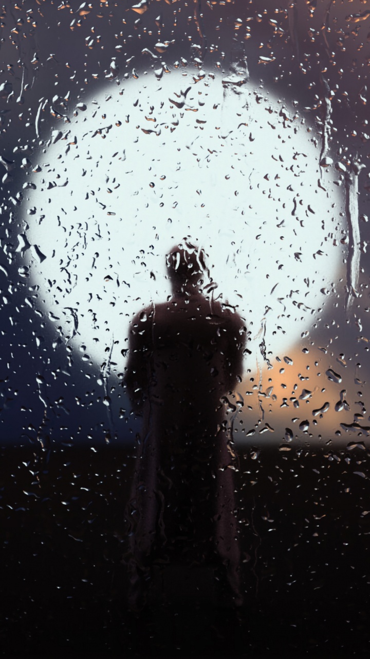 Silhouette of Person Standing Under Blue Sky With White Stars During Nighttime. Wallpaper in 720x1280 Resolution