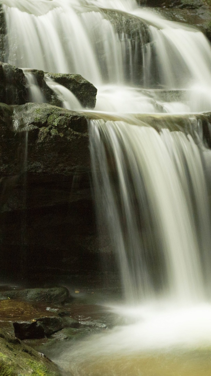 Water Falls on Brown Rocky Mountain. Wallpaper in 720x1280 Resolution