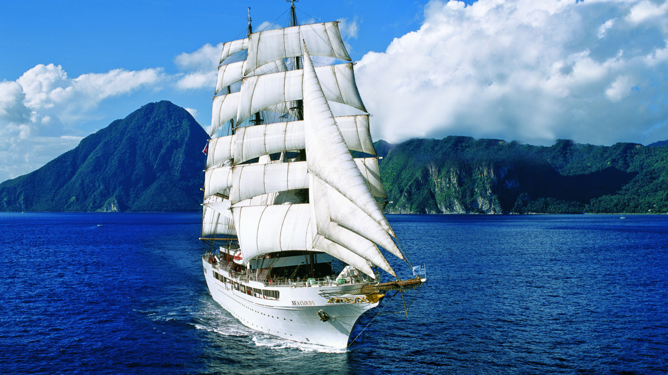 White Sail Boat on Sea During Daytime. Wallpaper in 1366x768 Resolution