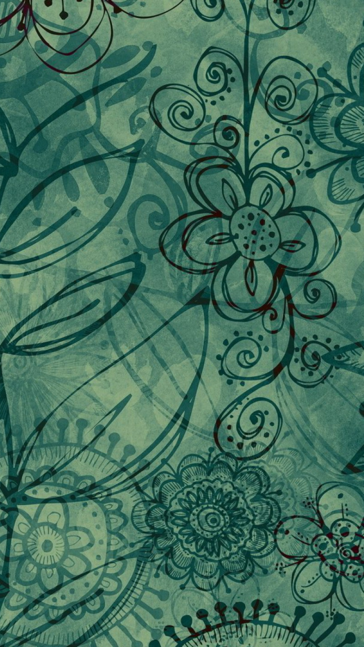 Green and White Floral Textile. Wallpaper in 750x1334 Resolution