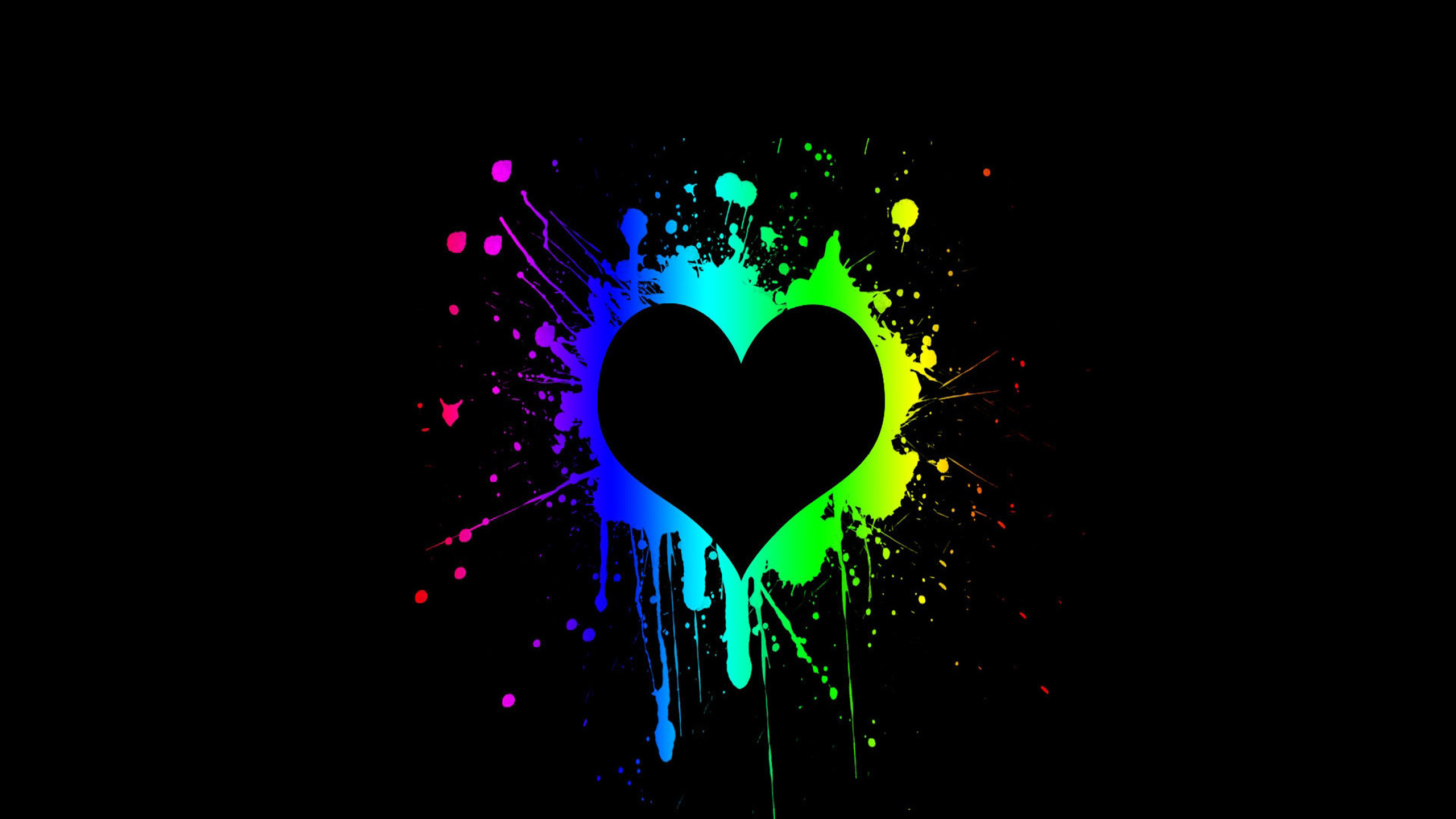 Heart, Black, Green, Graphic Design, Graphics. Wallpaper in 2560x1440 Resolution