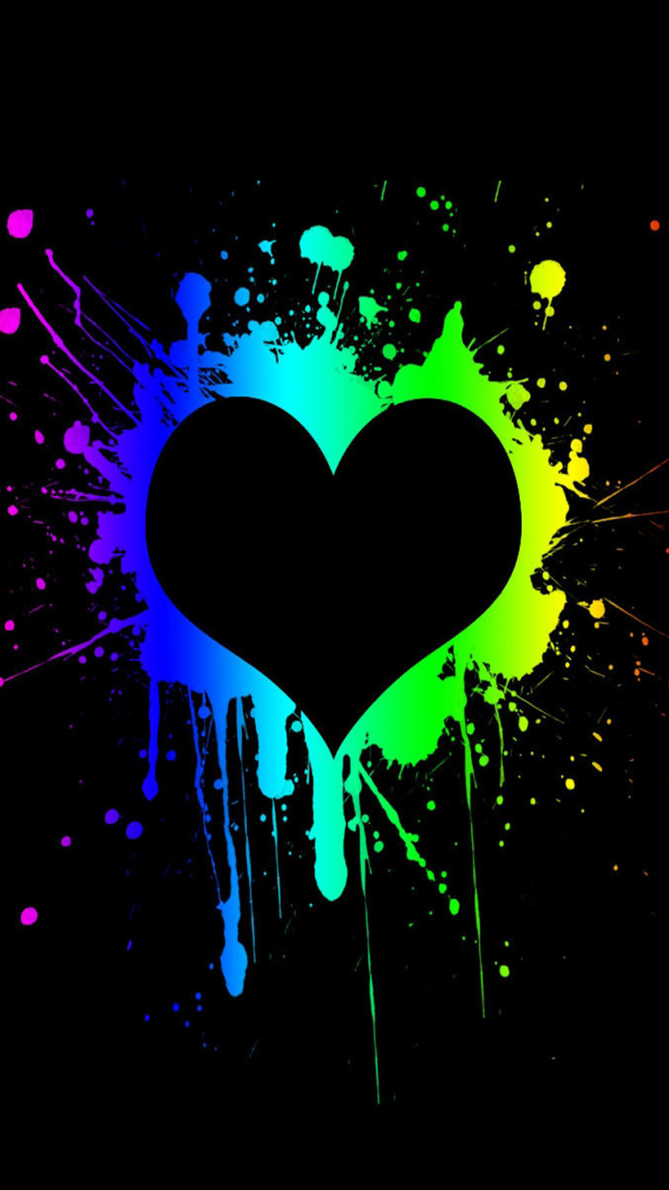 Heart, Black, Green, Graphic Design, Graphics. Wallpaper in 750x1334 Resolution