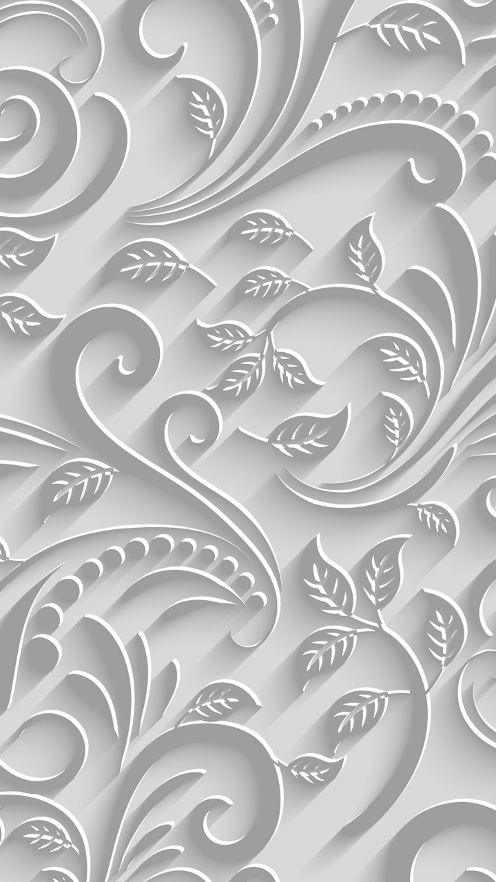 White and Black Floral Illustration. Wallpaper in 720x1280 Resolution