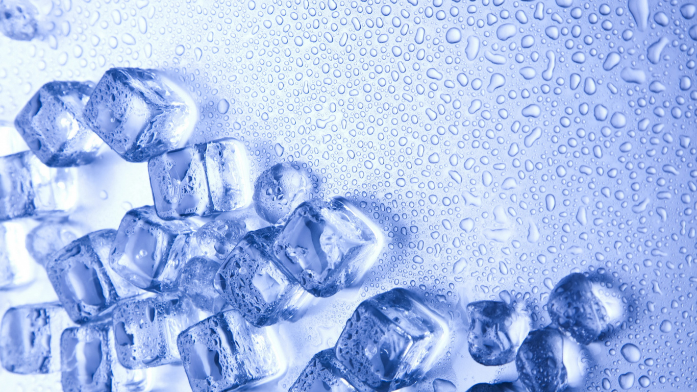 Ice Cube, Water, Liquid, Blue, Azure. Wallpaper in 1366x768 Resolution