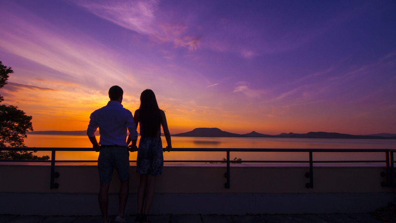 Puesta, Afterglow, Atardecer, Noche, Mañana. Wallpaper in 1366x768 Resolution