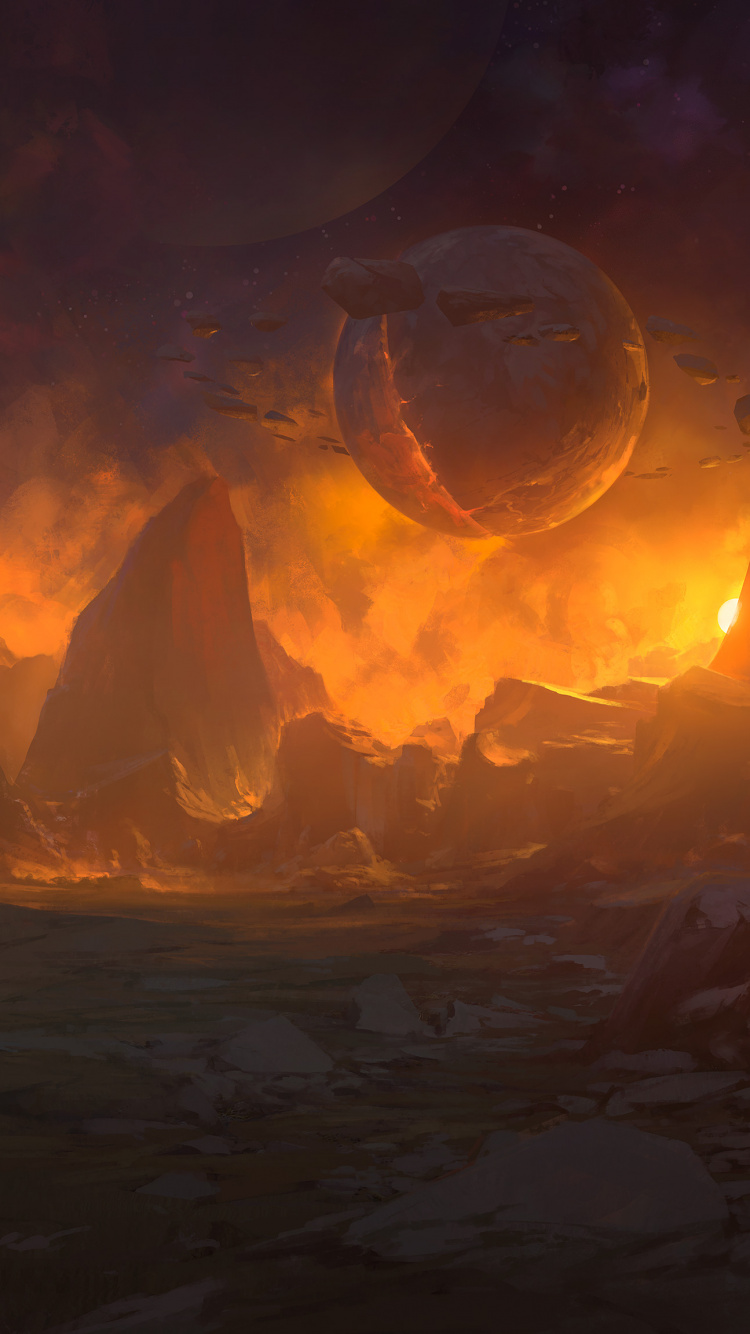 Silhouette de Personne Debout Sur Rock Formation Pendant le Coucher du Soleil. Wallpaper in 750x1334 Resolution