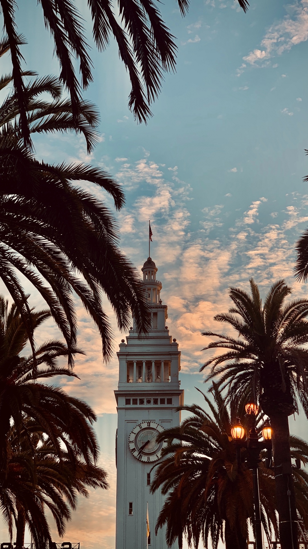 White Concrete Tower With Clock Under Blue Sky and White Clouds During Daytime. Wallpaper in 1080x1920 Resolution