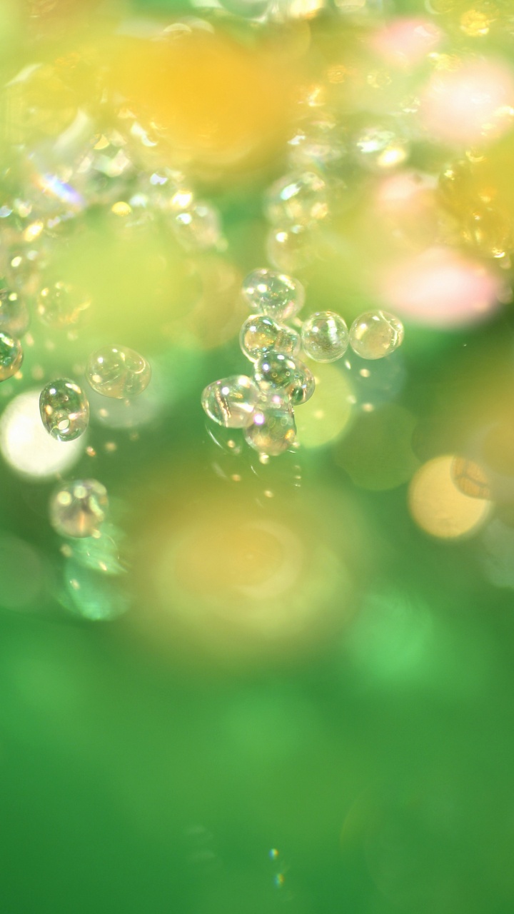 Gouttelettes D'eau Sur Une Surface Verte. Wallpaper in 720x1280 Resolution