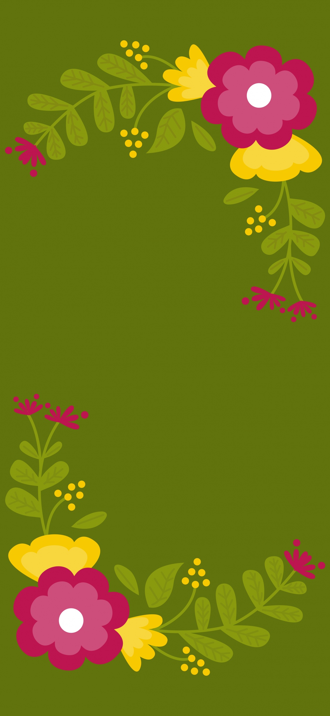 Textil Floral Verde y Amarillo. Wallpaper in 1125x2436 Resolution