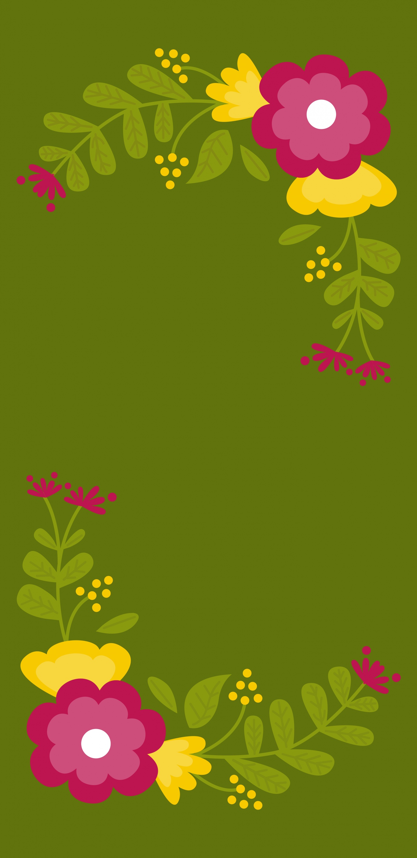 Green and Yellow Floral Textile. Wallpaper in 1440x2960 Resolution