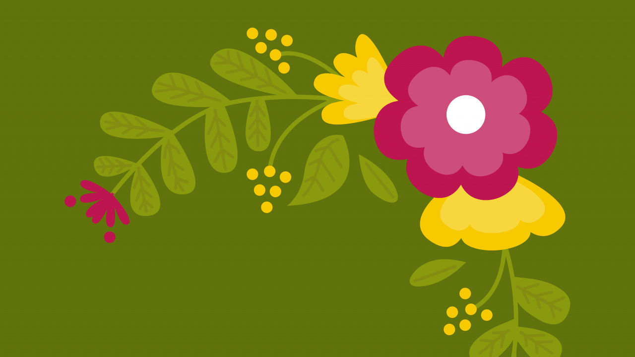 Grün-gelbes Florales Textil. Wallpaper in 1280x720 Resolution