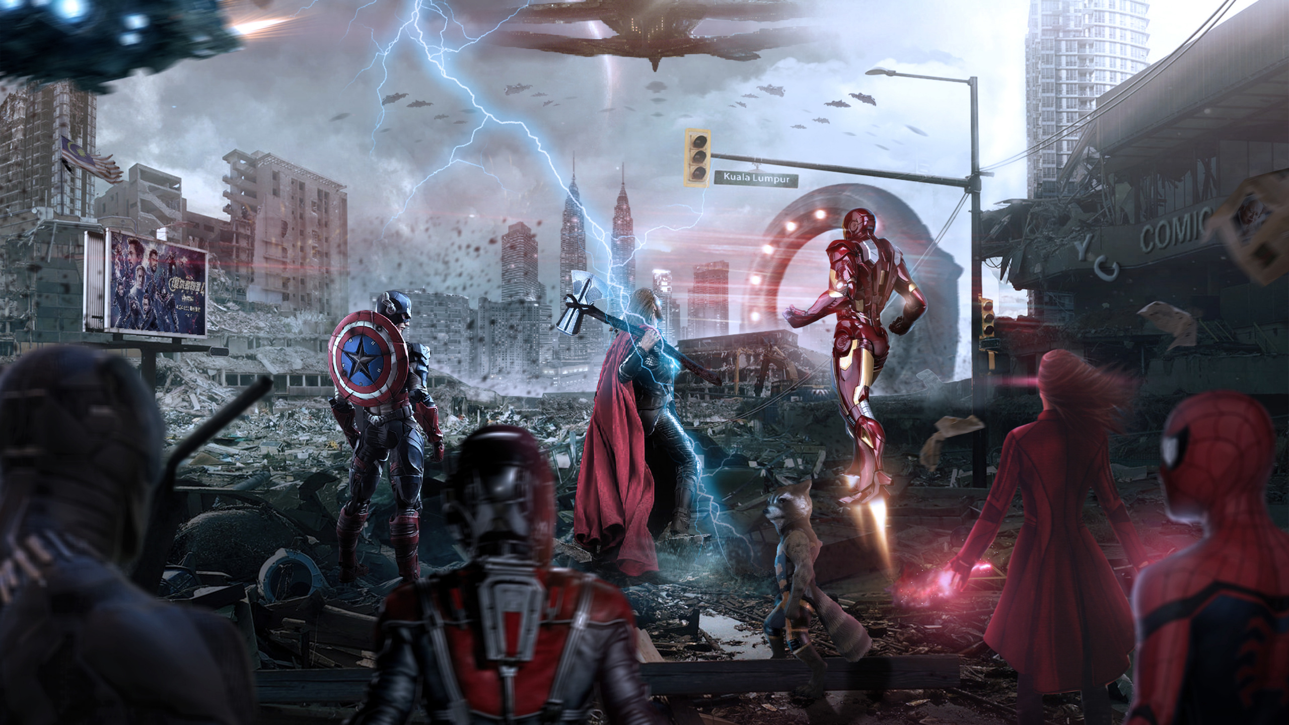 L'homme en Costume de Power Ranger Rouge et Noir Tenant un Tuyau D'incendie. Wallpaper in 2560x1440 Resolution