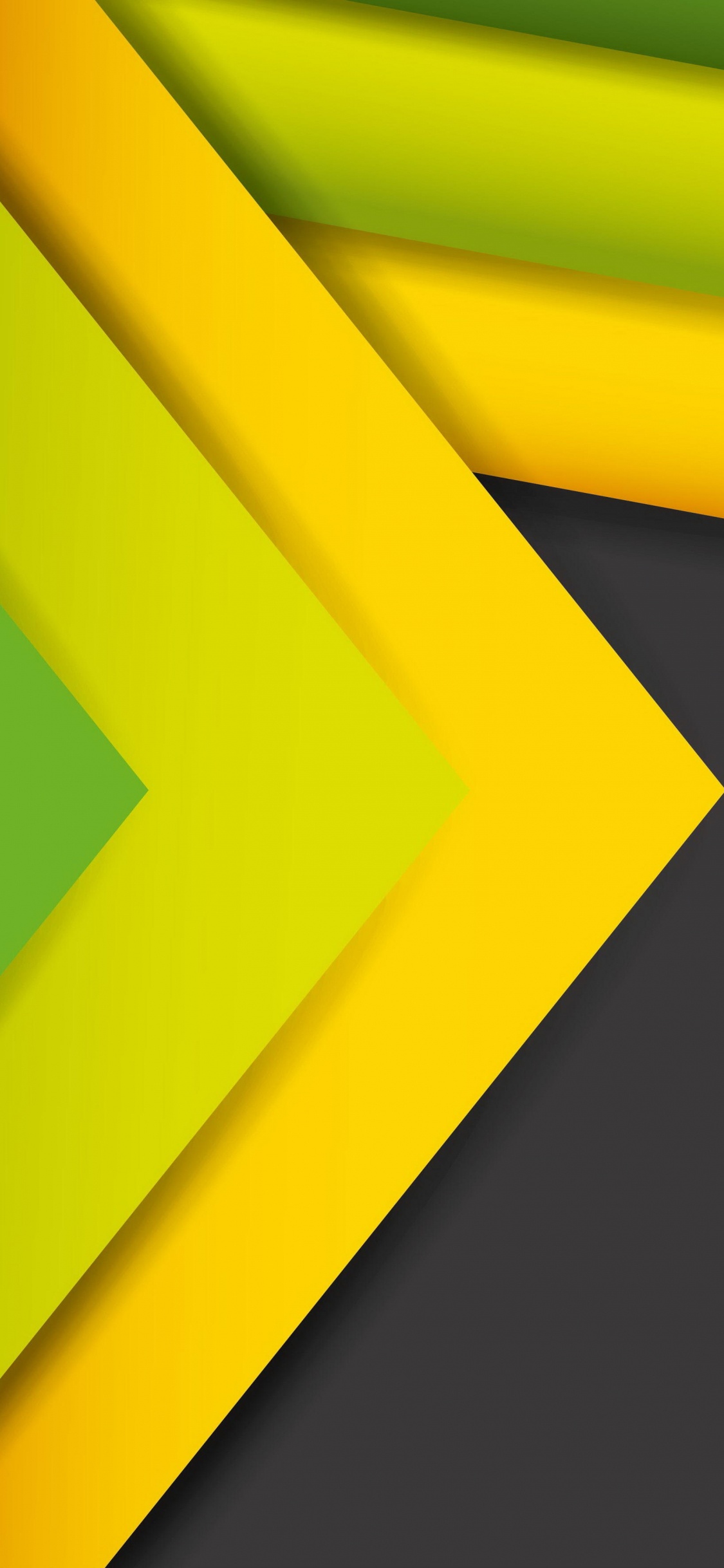 抽象艺术, 绿色的, 黄色的, 对称, 图形设计 壁纸 1125x2436 允许