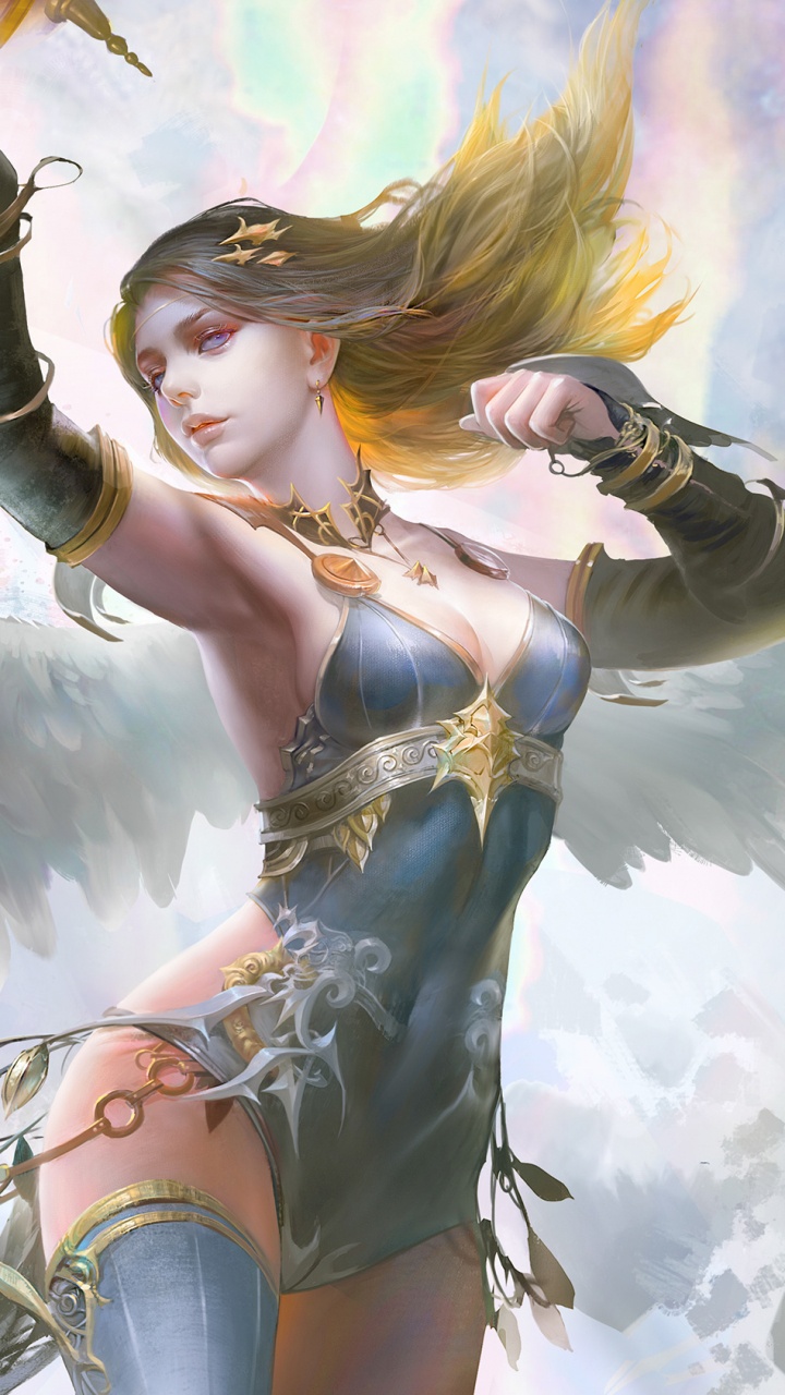 Woman in Blue and White Floral Bikini Anime Character. Wallpaper in 720x1280 Resolution