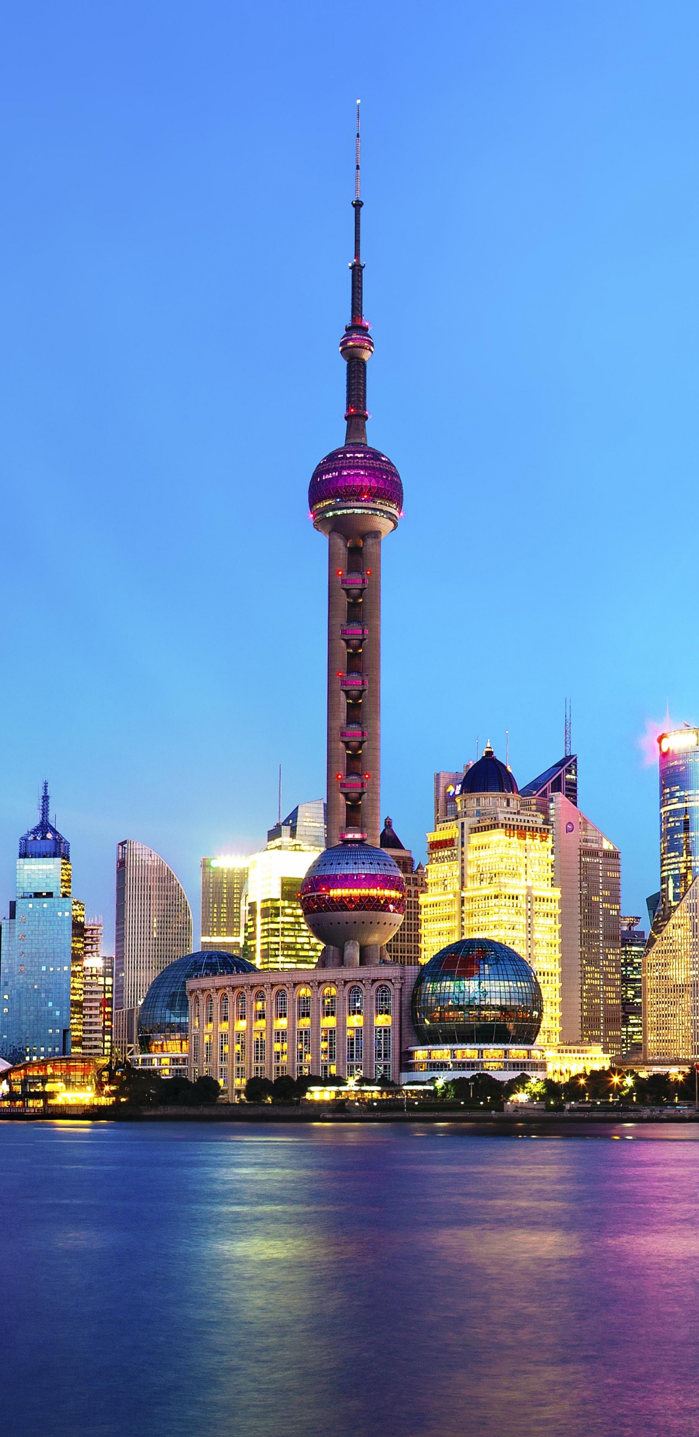 City Skyline During Night Time. Wallpaper in 1440x2960 Resolution