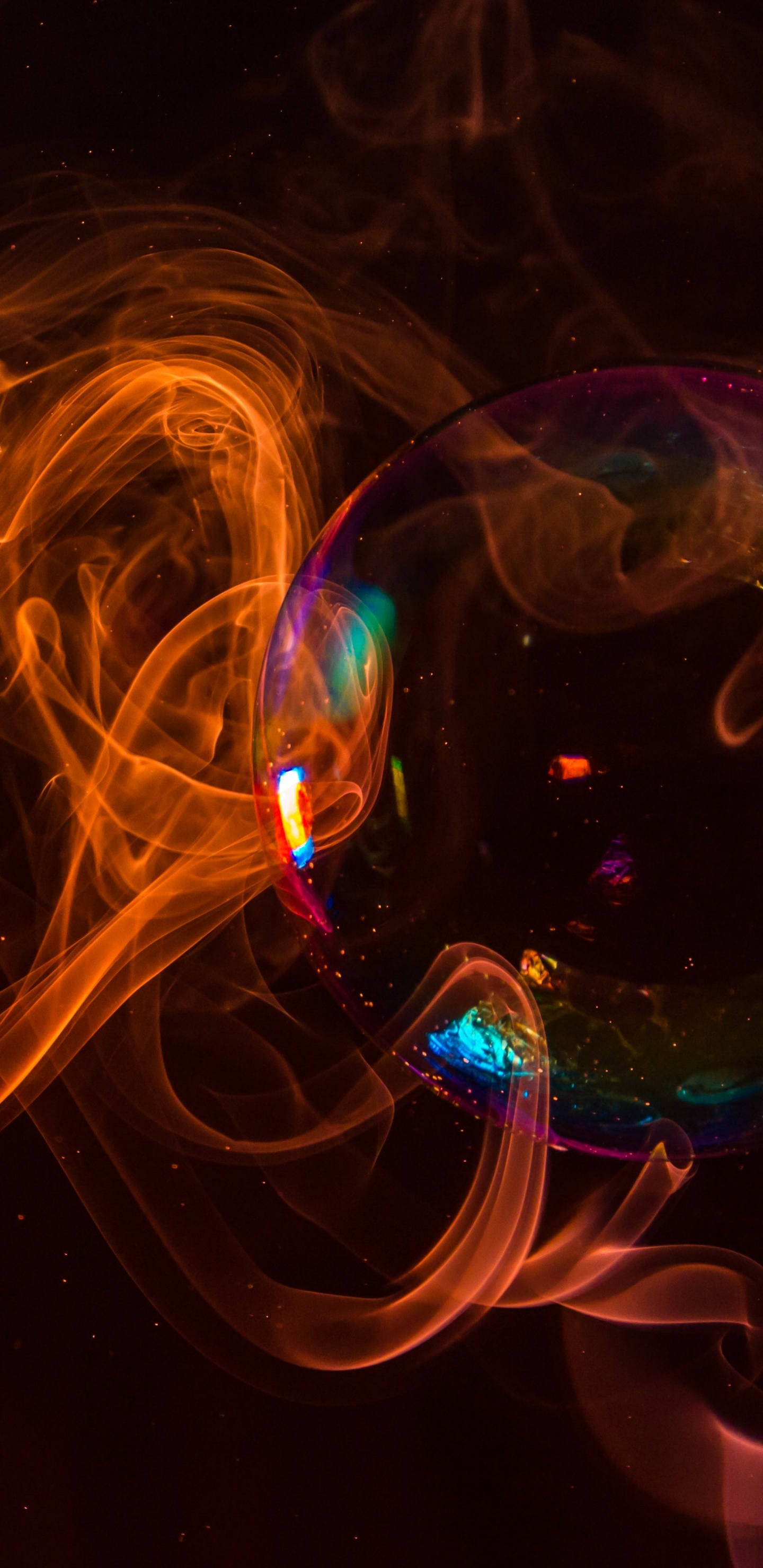 Soap Bubble, Blue, Light, Water, Fractal Art. Wallpaper in 1440x2960 Resolution