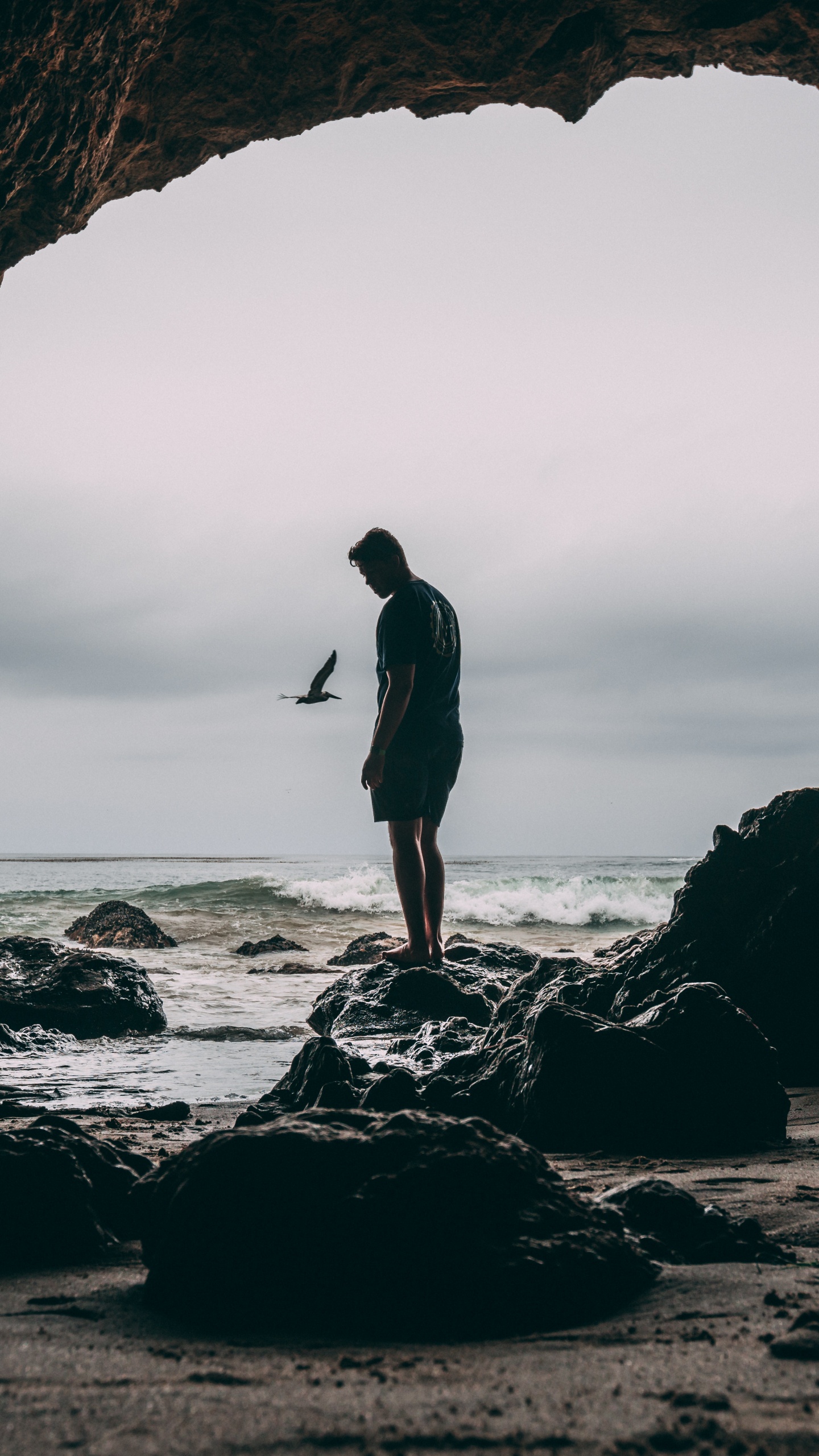 Grotte, la Grotte de la Mer, Plage, Mer, Rock. Wallpaper in 1440x2560 Resolution