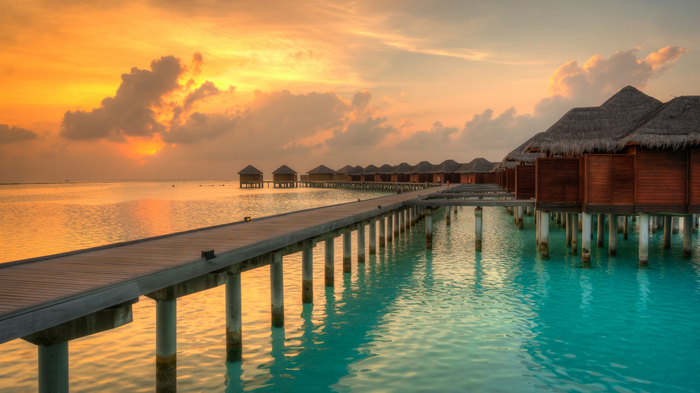 Brown Wooden Dock on Sea During Daytime. Wallpaper in 1366x768 Resolution