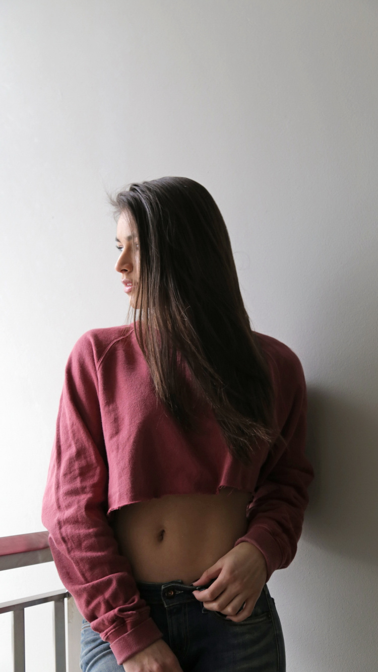 Beauty, Brown Hair, Clothing, Joint, Stomach. Wallpaper in 750x1334 Resolution