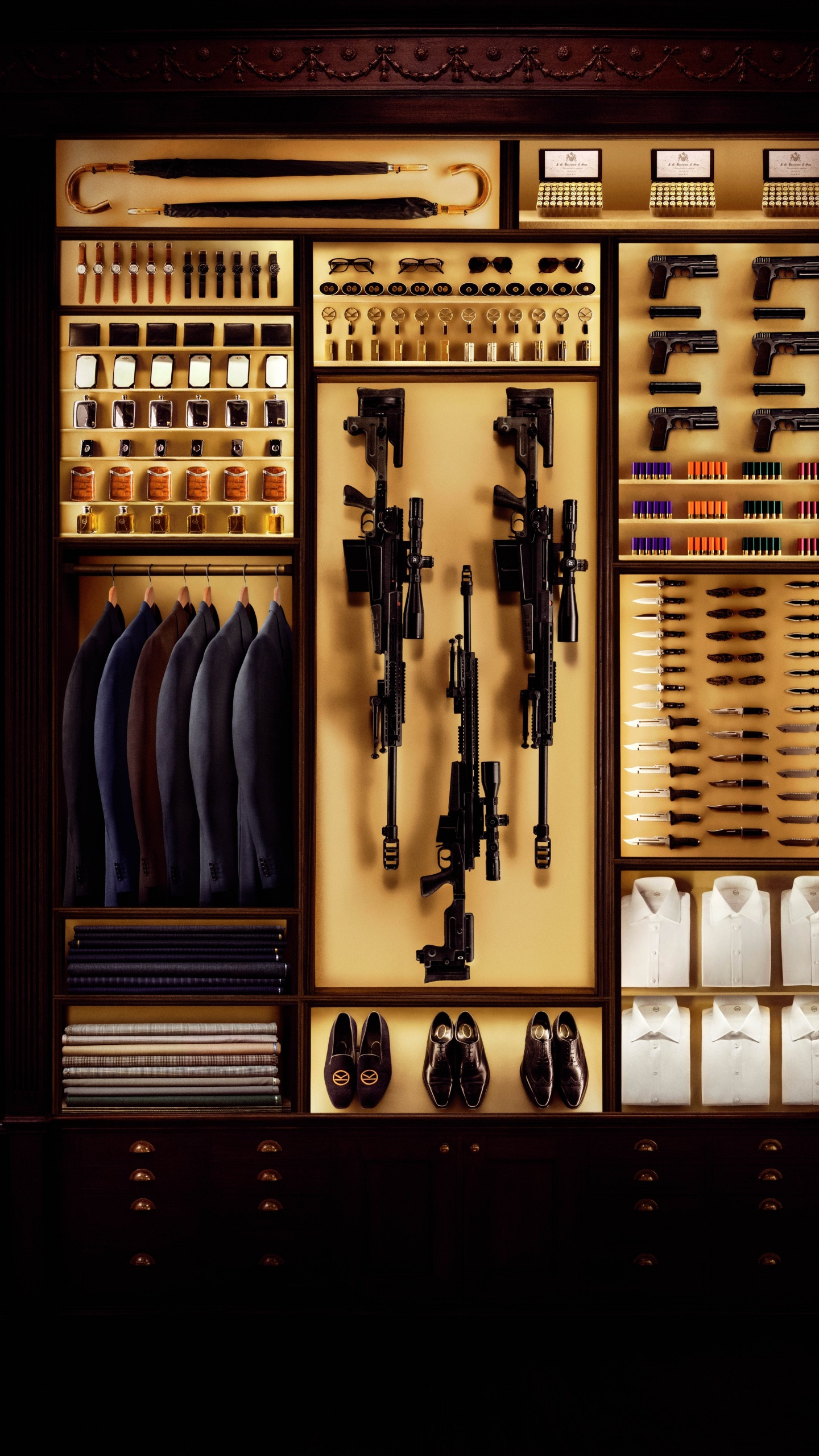 Kingsman Wardrobe, Harry Hart, Richmond Valentine, Spy, Action. Wallpaper in 1440x2560 Resolution