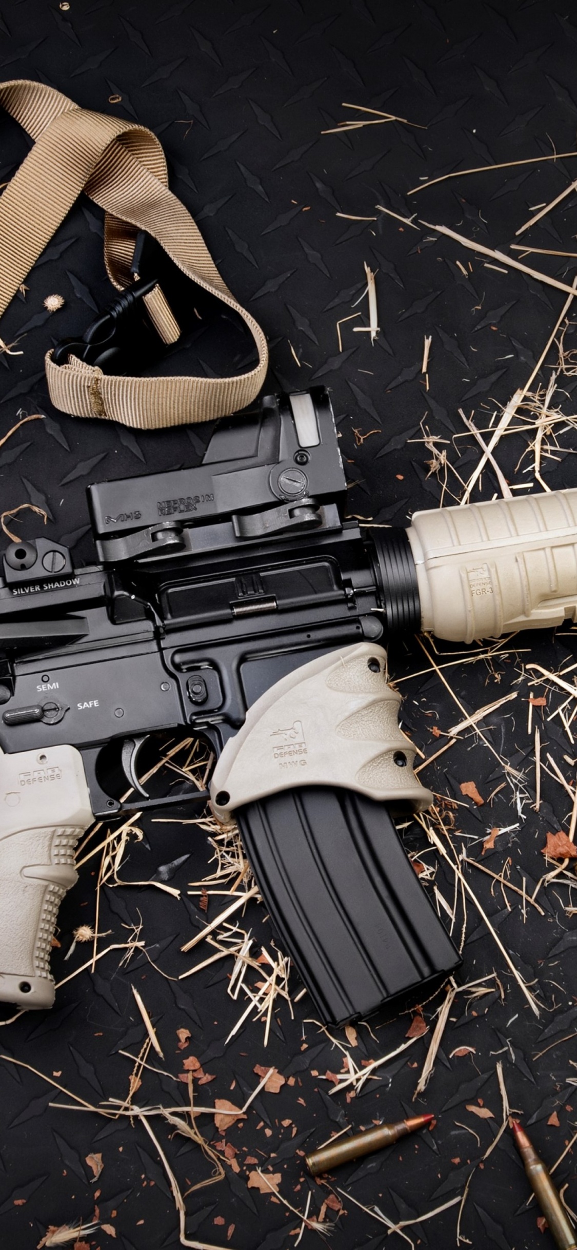 AR-15 Style Rifle, Gun, Assault Rifle, Ammunition, Trigger. Wallpaper in 1125x2436 Resolution