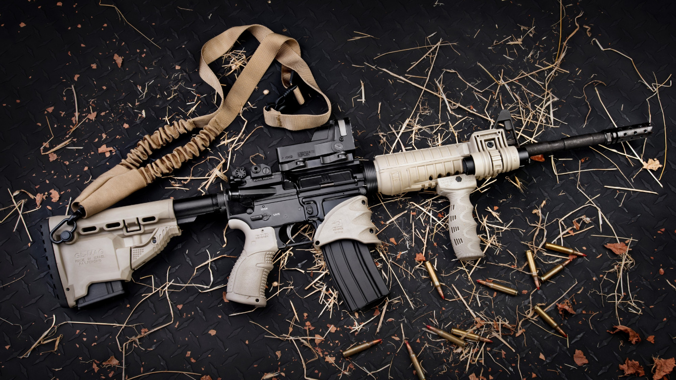 AR-15 Style Rifle, Gun, Assault Rifle, Ammunition, Trigger. Wallpaper in 1366x768 Resolution