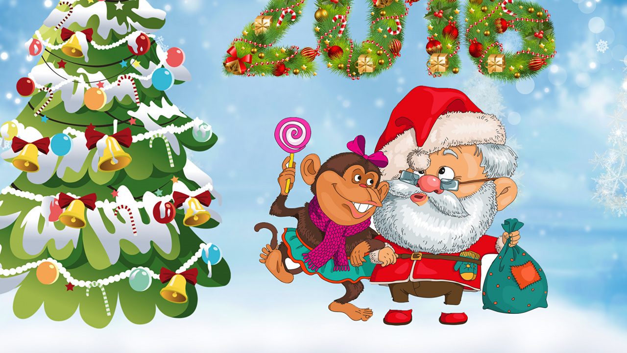 Le Jour De Noël, Arbre de Noël, Santa Claus, Nouvelle Année, Ornement de Noël. Wallpaper in 1280x720 Resolution